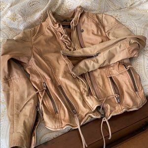 Tan lambskin leather jacket. Sz: S/UK10/US6/EU38